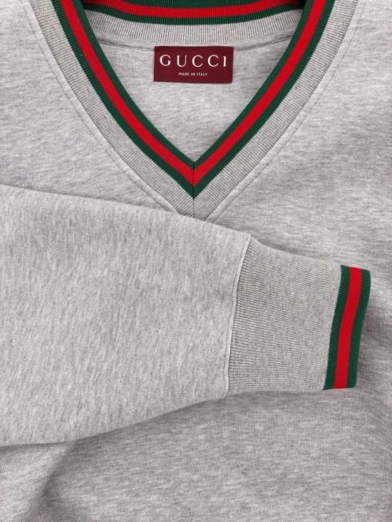 26SS 구찌 웹 코튼 저지 스웨트셔츠 847933XJHIR 1160 GREY MELANGE - GUCCI