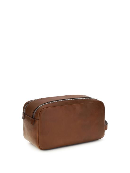 26SS 브루넬로 쿠치넬리 더블 지퍼 바케타 레더 뷰티 케이스 MWSHBU334 C9186 BROWN - BRUNELLO CUCINELLI