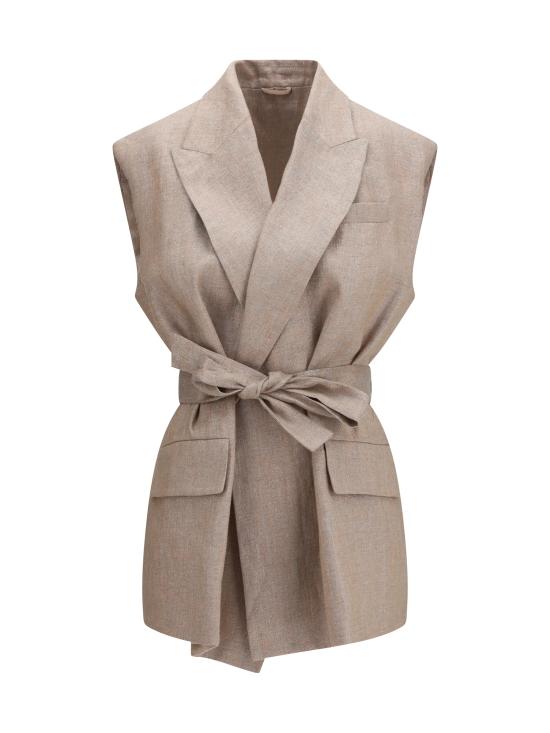 26SS 브루넬로 쿠치넬리 스파클링 트윌 웨이스트코트 MH5267774 C920 BEIGE