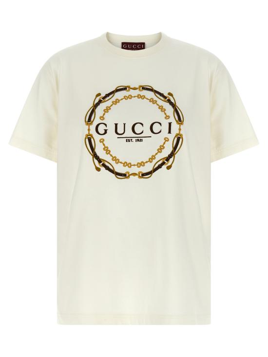 26SS 구찌 프린트 디테일 코튼 저지 티셔츠 837959XJHQY9750 White