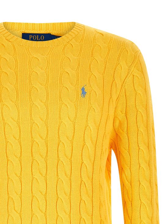 26SS 폴로 랄프로렌 로고 자수 케이블 니트 스웨터 710775885533 Yellow - POLO RALPH LAUREN