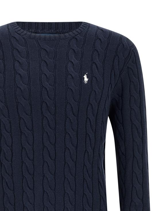 26SS 폴로 랄프로렌 로고 자수 케이블 니트 스웨터 710775885536 Blue - POLO RALPH LAUREN