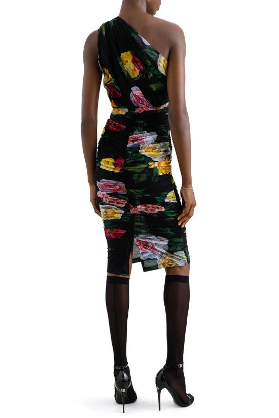 26SS 돌체앤가바나 미디 원피스 F6AHZTFSUBI HN5IY Peonie rose f nero - DOLCE & GABBANA