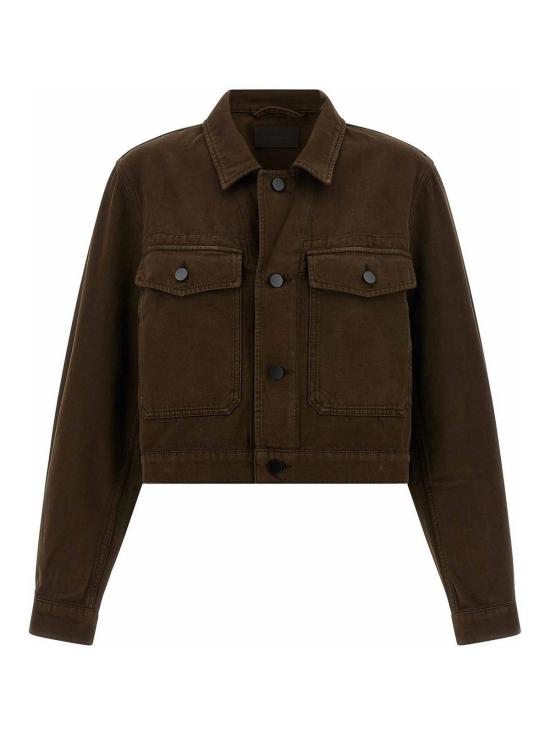 26SS 르메르 다잉 헤비 브로큰 트윌 크롭 블루종 OW1191LD1068BR423 Brown