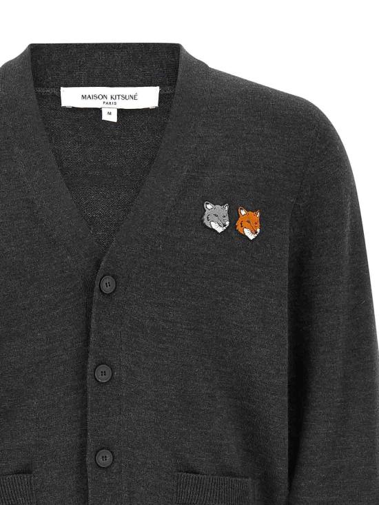 26SS 메종키츠네 더블 폭스 헤드 레귤러 가디건 OM051CFKT1181P190 Grey - MAISON KITSUNE