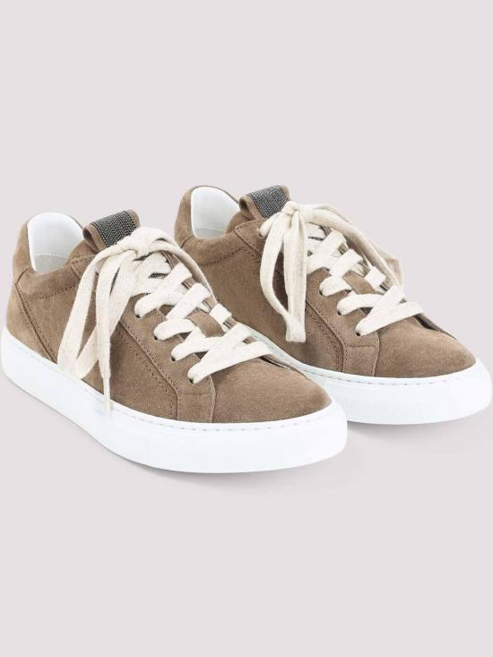 26SS 브루넬로 쿠치넬리 프레셔스 루프 스웨이드 스니커즈 MZSFG2525C8921 Taupe - BRUNELLO CUCINELLI