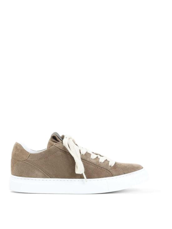 26SS 브루넬로 쿠치넬리 프레셔스 루프 스웨이드 스니커즈 MZSFG2525C8921 Taupe