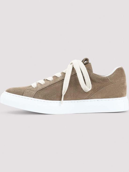 26SS 브루넬로 쿠치넬리 프레셔스 루프 스웨이드 스니커즈 MZSFG2525C8921 Taupe - BRUNELLO CUCINELLI