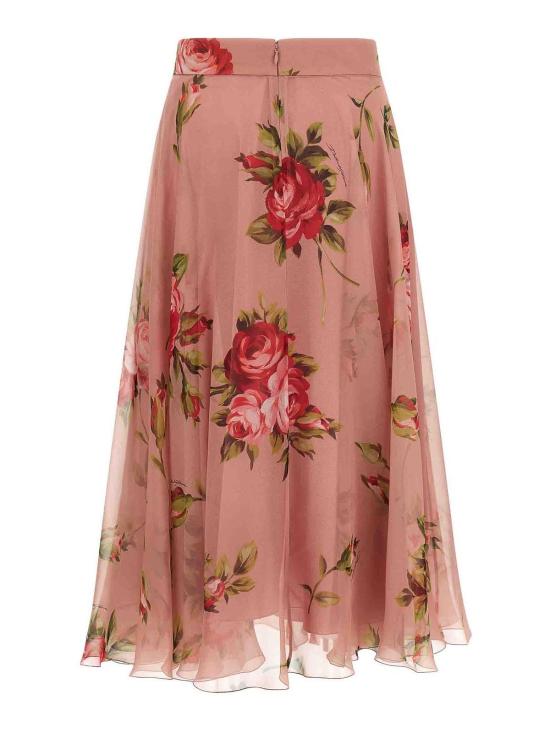 26SS 돌체앤가바나 로즈 부케 프린트 쉬폰 서클 스커트 F4CSOTIS11FHF5ZN Nude Neutrals - DOLCE & GABBANA
