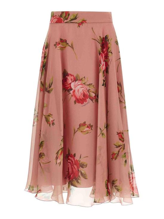 26SS 돌체앤가바나 로즈 부케 프린트 쉬폰 서클 스커트 F4CSOTIS11FHF5ZN Nude Neutrals