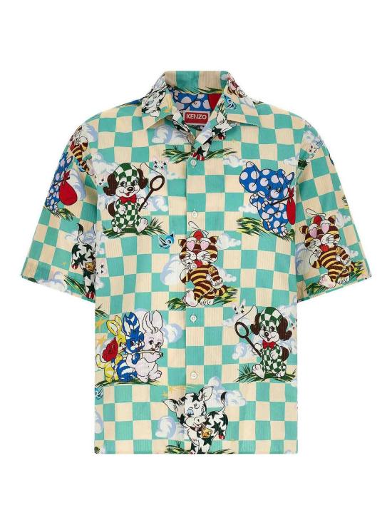 26SS 겐조 카툰 하와이안 쇼트 슬리브 셔츠 FG55CH1359T260