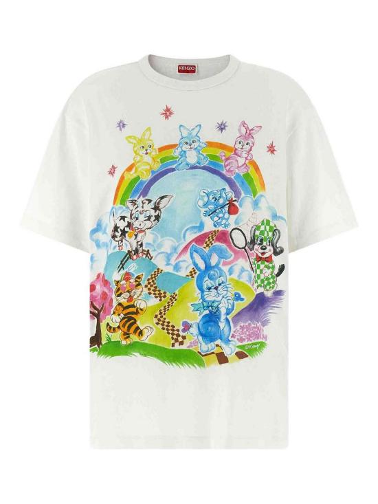 26SS 겐조 Cartoon 젠더리스 치셔츠 FG55TS2134SK02 White