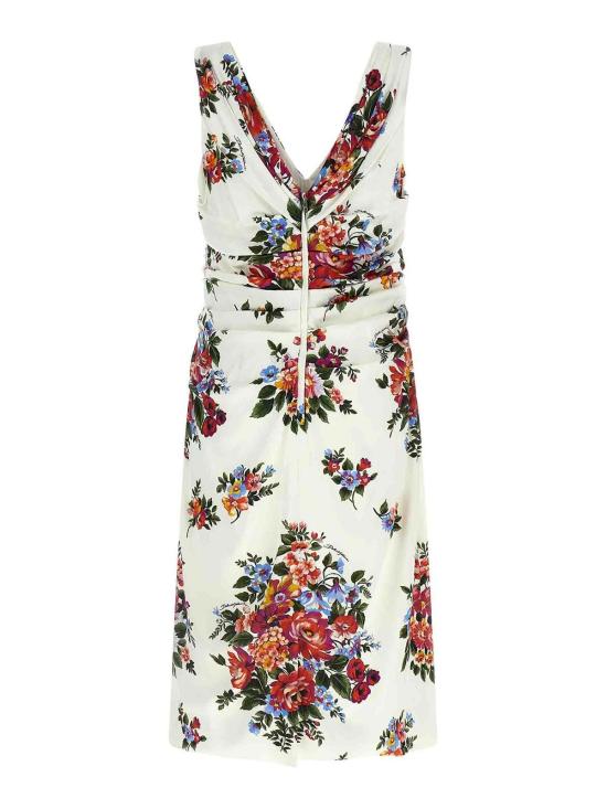 26SS 돌체앤가바나 플라워 부케 프린트 새틴 드레스 F612RTFSICEHA5ZO - DOLCE & GABBANA