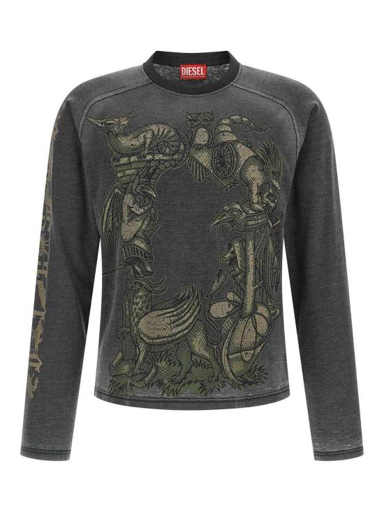 26SS 디젤 T-JORI 그래픽 모티프 롱 슬리브 티셔츠 A230020WECN900 Grey