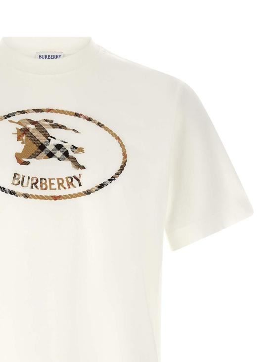 26SS 버버리 체크 나이트 스탬프 코튼 티셔츠 8123437 White - BURBERRY