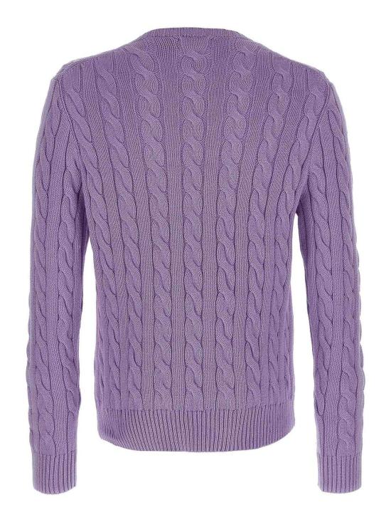  폴로 랄프로렌 로고 자수 케이블 니트 스웨터 710775885531 Purple - POLO RALPH LAUREN