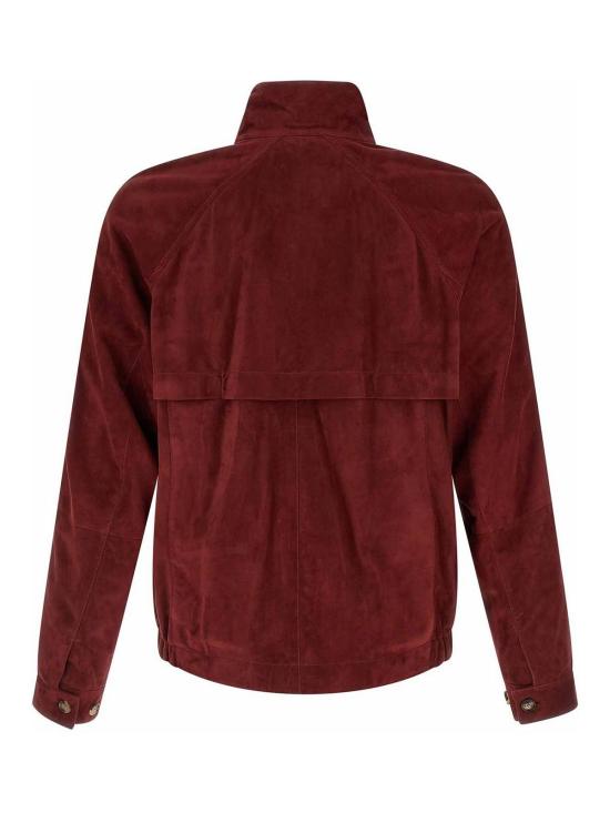 26SS 브루넬로 쿠치넬리 스탠드 칼라 스웨이드 블루종 MPCFN2065C8524 Red - BRUNELLO CUCINELLI