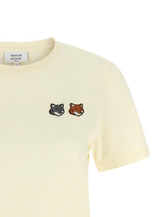 26SS 메종키츠네 더블 폭스 헤드 레귤러 티셔츠 OW011CFKJ7026P702 White - MAISON KITSUNE
