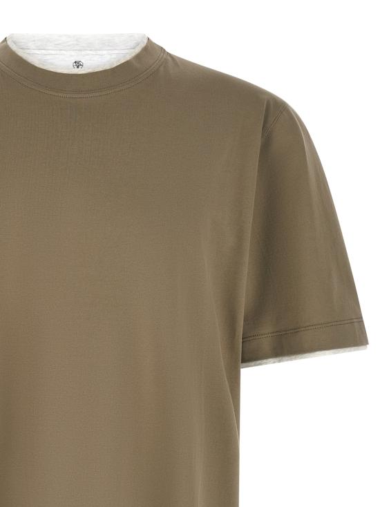 26SS 브루넬로 쿠치넬리 자수 로고 티셔츠 M0B137427CUX24 Green - BRUNELLO CUCINELLI