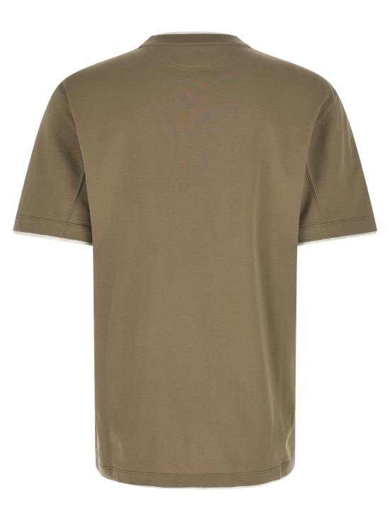 26SS 브루넬로 쿠치넬리 자수 로고 티셔츠 M0B137427CUX24 Green - BRUNELLO CUCINELLI