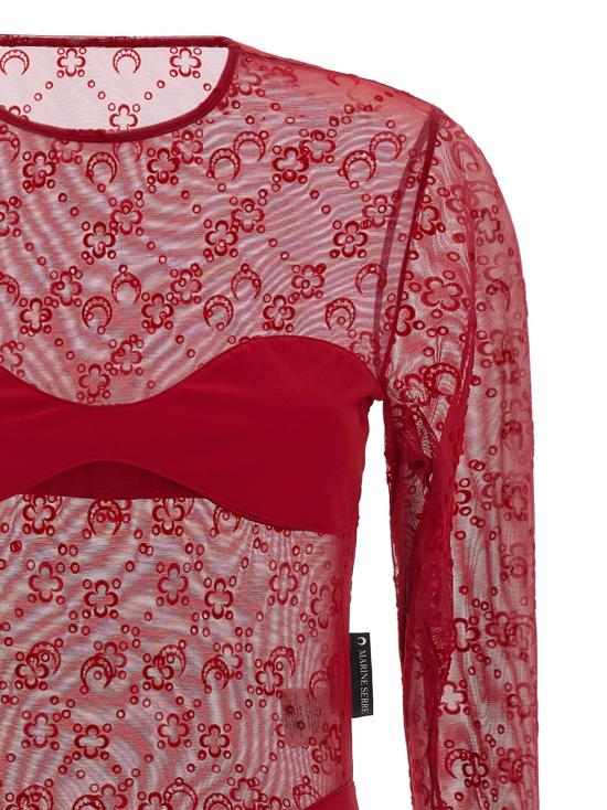 26SS 마린세르 바디수트 티셔츠 WTO474ACJER0005RD11 Red - MARINE SERRE