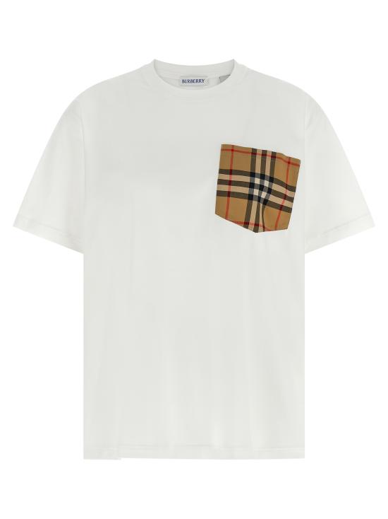 26SS 버버리 체크 포켓 티셔츠 8103971WHITE White