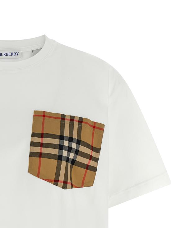 26SS 버버리 체크 포켓 티셔츠 8103971WHITE White - BURBERRY