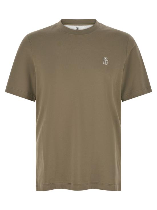 26SS 브루넬로 쿠치넬리 코튼 저지 크루넥 티셔츠 M0B138440CTK16 Green