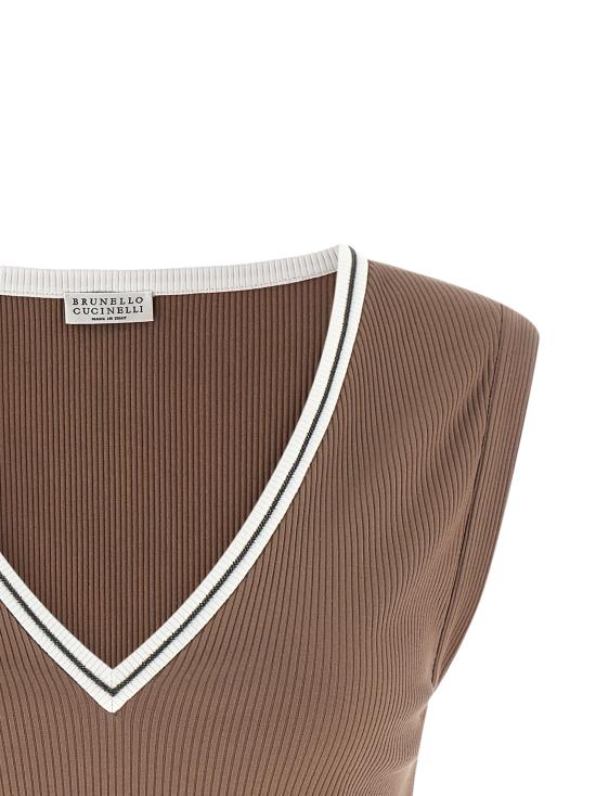 26SS 브루넬로 쿠치넬리 민소매 티셔츠 MG902DO302CMA46 Brown - BRUNELLO CUCINELLI