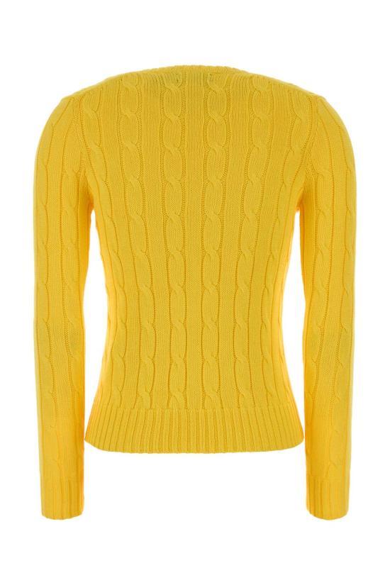 26SS 폴로 랄프로렌 포니로고 피마 코튼 케이블 니트 V넥 스웨터 211971870 009 Yellow - POLO RALPH LAUREN