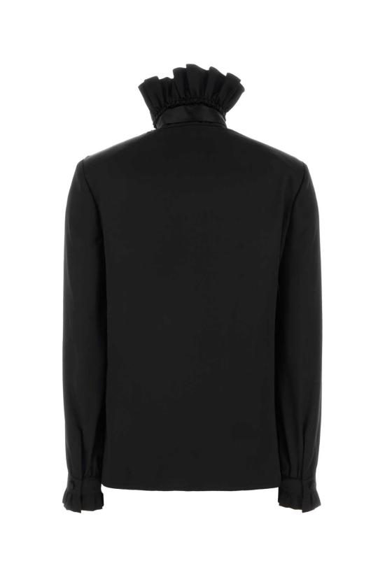 26SS 구찌 보우 실크 새틴 셔츠 860509ZHS19 1000 Black - GUCCI