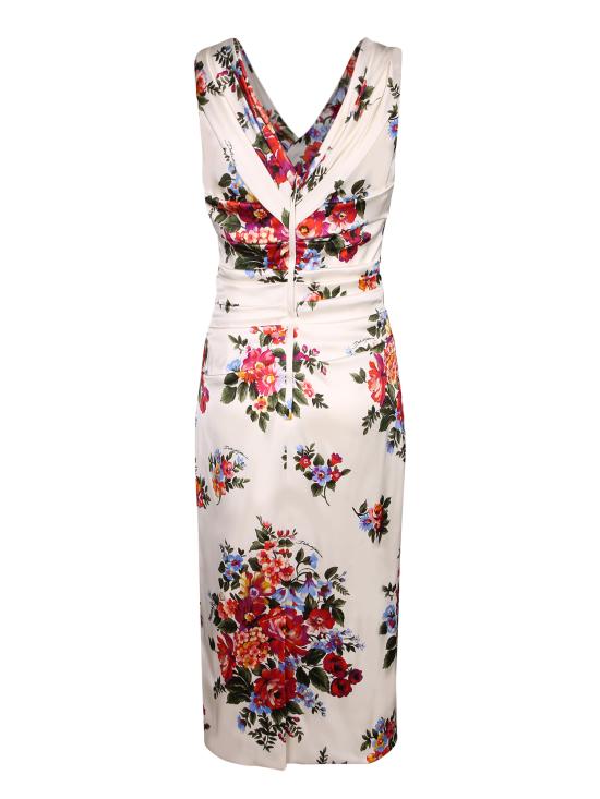 26SS 돌체앤가바나 플라워 부케 프린트 새틴 드레스 F612RT FSICE HA5ZO White - DOLCE & GABBANA