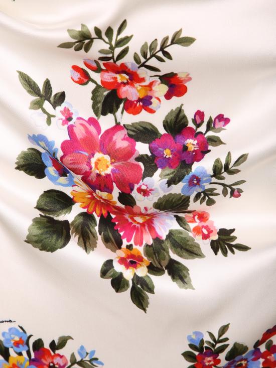 26SS 돌체앤가바나 플라워 부케 프린트 새틴 드레스 F612RT FSICE HA5ZO White - DOLCE & GABBANA