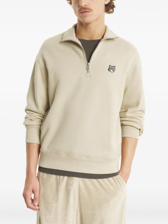 26SS 메종키츠네 폭스 헤드 컴포트 하프 집 스웨트셔츠 PM00305KM0341 0450 TEALEAF - MAISON KITSUNE