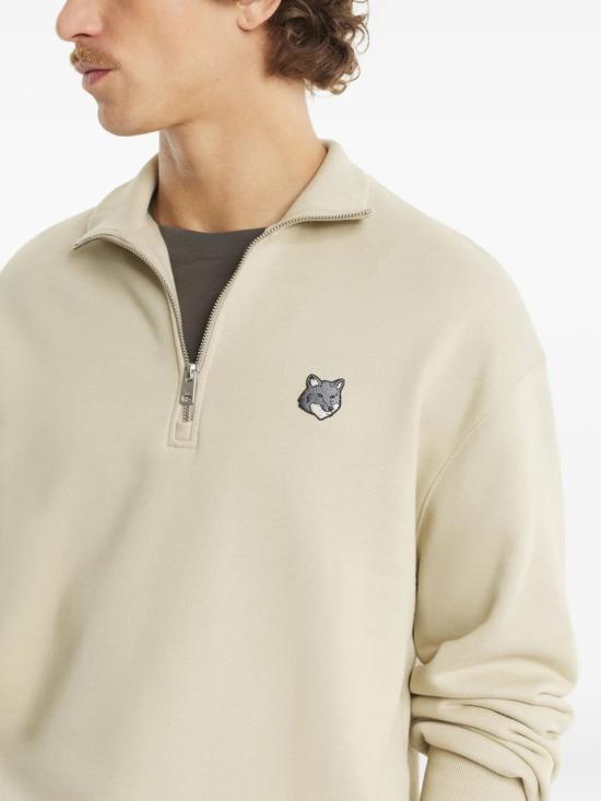 26SS 메종키츠네 폭스 헤드 컴포트 하프 집 스웨트셔츠 PM00305KM0341 0450 TEALEAF - MAISON KITSUNE