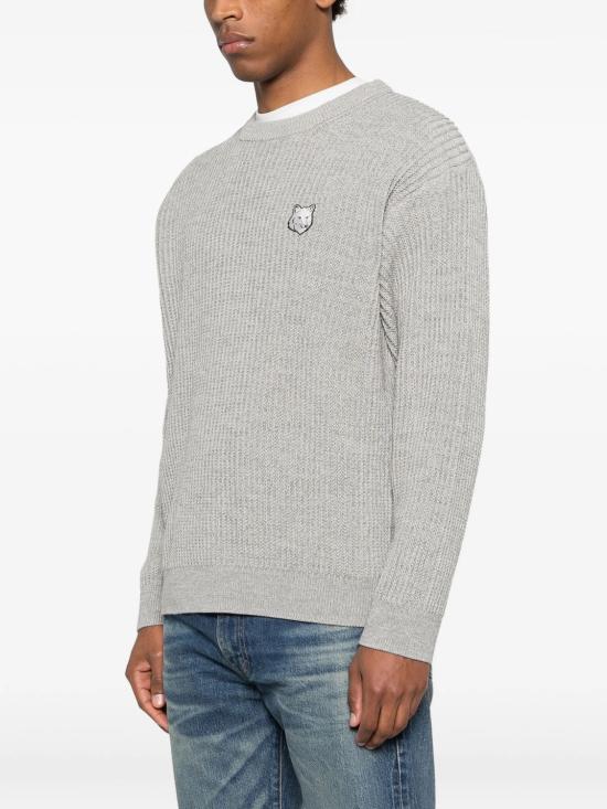 26SS 메종키츠네 폭스 헤드 코튼 립드 점퍼 QM00806KT1189 0136 PATINAGREY - MAISON KITSUNE