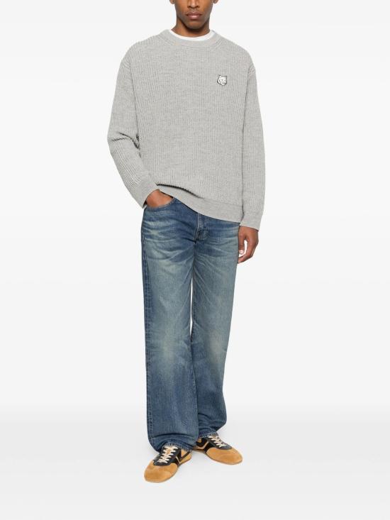 26SS 메종키츠네 폭스 헤드 코튼 립드 점퍼 QM00806KT1189 0136 PATINAGREY - MAISON KITSUNE