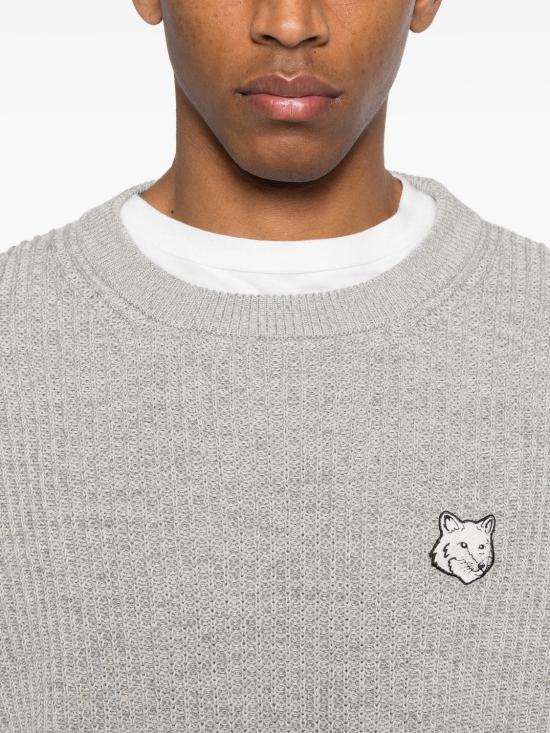 26SS 메종키츠네 폭스 헤드 코튼 립드 점퍼 QM00806KT1189 0136 PATINAGREY - MAISON KITSUNE