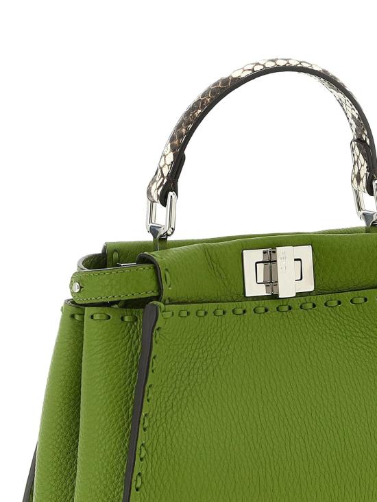 26SS 펜디 미니 피카부 220 핸드 스티칭 탑스티치 헤이즐넛 셀러리아 백 8BN244AYB3 F1WMT VERVENAROC - FENDI