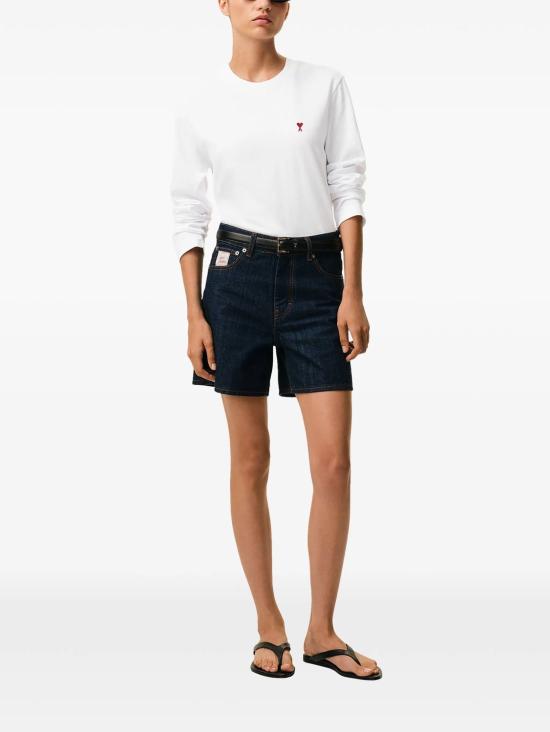 26SS 아미 스몰 하트 로고 롱슬리브 티셔츠 BFUTS235724 100 WHITE - AMI