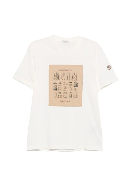 26SS 몽클레어 사파리 워드롭 프린트 코튼 티셔츠 L10918C0004289B8U 034 NATURAL