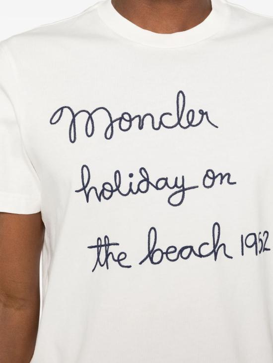 26SS 몽클레어 자수 코튼 티셔츠 L10918C0005389B8U 034 NATURAL - MONCLER