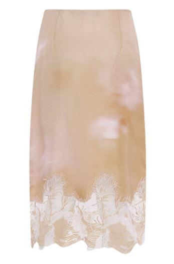 26SS 파비아나 필리피 레이스 프린트 실크 트윌 스커트 GND276F837M104VR1 LIGHT PINK - FABIANA FILIPPI