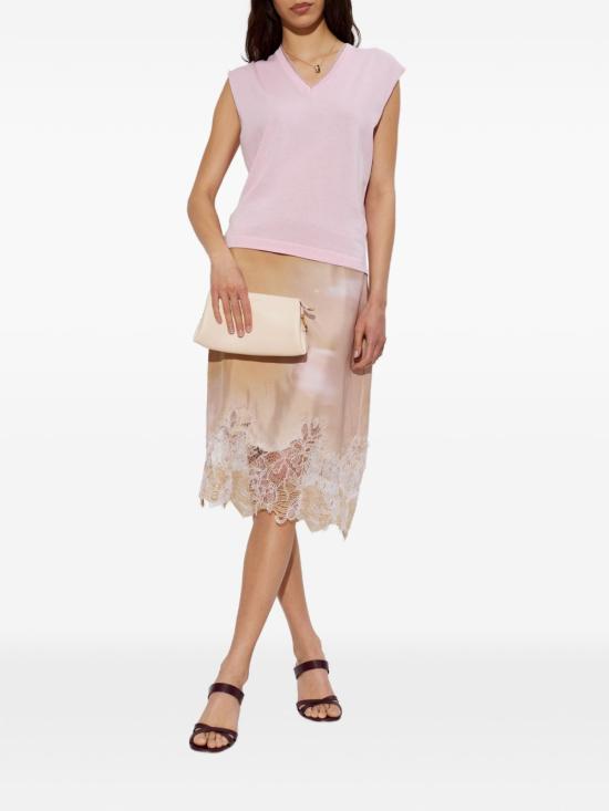 26SS 파비아나 필리피 레이스 프린트 실크 트윌 스커트 GND276F837M104VR1 LIGHT PINK - FABIANA FILIPPI