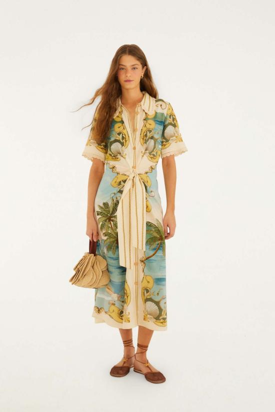  FARM Rio US 롱 원피스 팜 리오 미디 드레스 로얄 씨 멀티