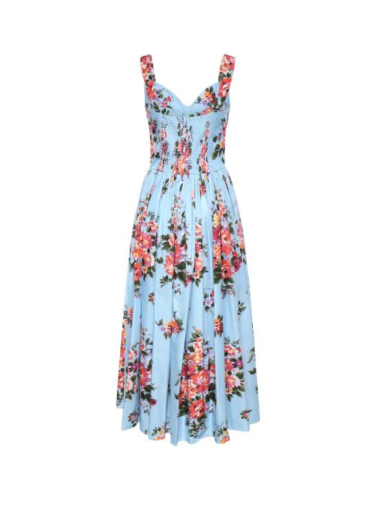 26SS 돌체앤가바나 플라워 부케 프린트 코튼 드레스 F6TTHT HS5UUHC5ZO MAZZ FIORI F CELESTE - DOLCE & GABBANA