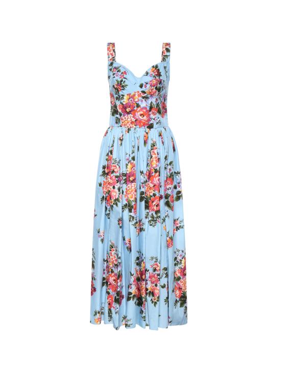 26SS 돌체앤가바나 플라워 부케 프린트 코튼 드레스 F6TTHT HS5UUHC5ZO MAZZ FIORI F CELESTE