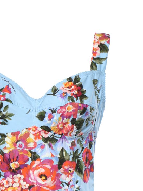 26SS 돌체앤가바나 플라워 부케 프린트 코튼 드레스 F6TTHT HS5UUHC5ZO MAZZ FIORI F CELESTE - DOLCE & GABBANA