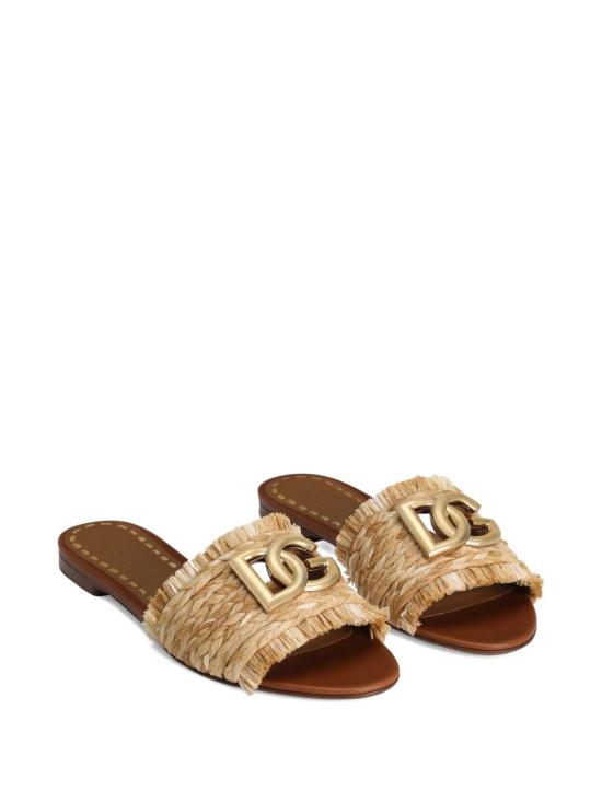 26SS 돌체앤가바나 라피아 브레이드 슬리퍼 CQ0646AN2178B218 LEGNO NATURALE - DOLCE & GABBANA