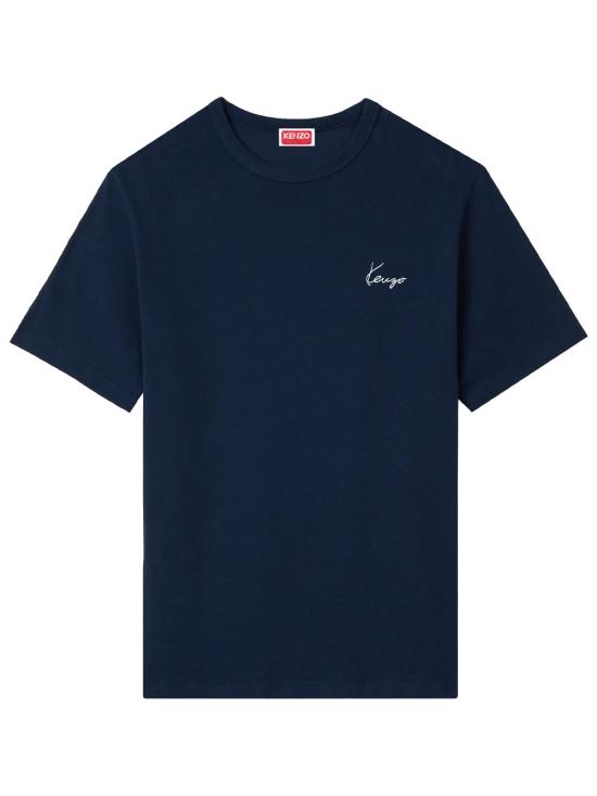 26SS 겐조 Archive Rose 자수 아웃라인 티셔츠 FG55TS2214SK 76 BLUE
